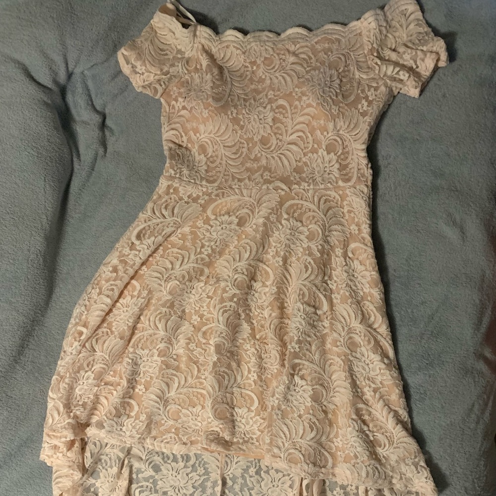 Blush Lace High-Low Dress